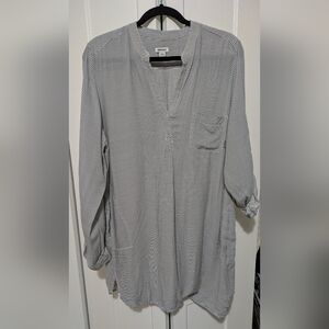 DKNY Black & White Striped Women's Tunic Top